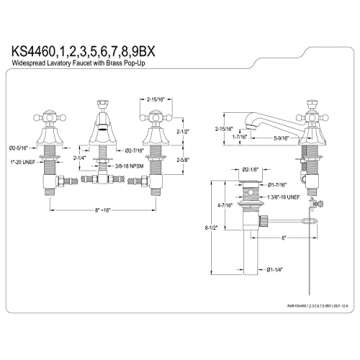 Kingston Brass KS4463BX 8 in. Widespread Bathroom Faucet, Antique Brass