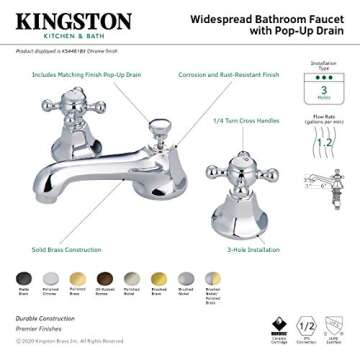 Kingston Brass KS4463BX 8 in. Widespread Bathroom Faucet, Antique Brass