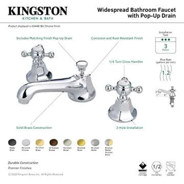 Kingston Brass KS4463BX 8 in. Widespread Bathroom Faucet, Antique Brass