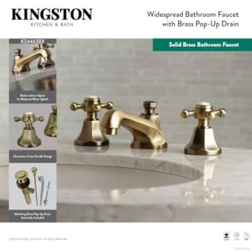 Kingston Brass KS4463BX 8 in. Widespread Bathroom Faucet, Antique Brass