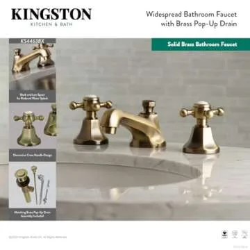 Kingston Brass KS4463BX 8 in. Widespread Bathroom Faucet, Antique Brass