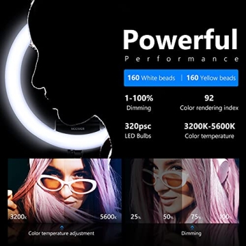 Neewer Ring Light Set Improved Version Slim Dimmable LED 18 Inch