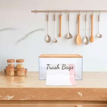 Versatile JYPS Trash Bag Holder with Bamboo Lid