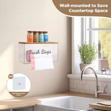 Versatile JYPS Trash Bag Holder with Bamboo Lid