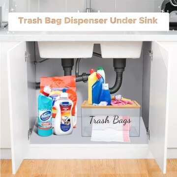 Versatile JYPS Trash Bag Holder with Bamboo Lid