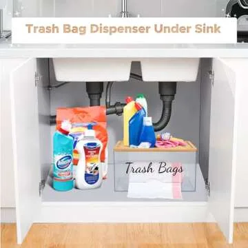 Versatile JYPS Trash Bag Holder with Bamboo Lid
