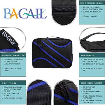 BAGAIL 6 Set Packing Cubes,Travel Luggage Packing Organizers(6Set Multicolored)