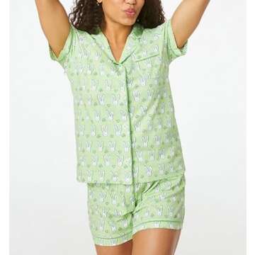 Seyurigaoka Women 2 Piece Floral Pajamas Set Y2k Long Sleeve Button Down Shirt Side Split Shorts Set...