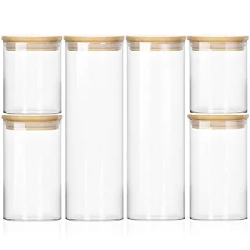 Wennyn Airtight Glass Jars for Food Storage in 6 Pack