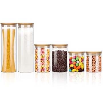 Wennyn Airtight Glass Jars for Food Storage in 6 Pack