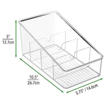mDesign Plastic Food Packet Organizer Bin - Storage Station for Kitchen, Pantry - Holder for Spice Pouch, Dressing Mix, Sauce, Hot Chocolate, Tea, Sugar Packets, Ligne Collection, 2 Pack, Clear