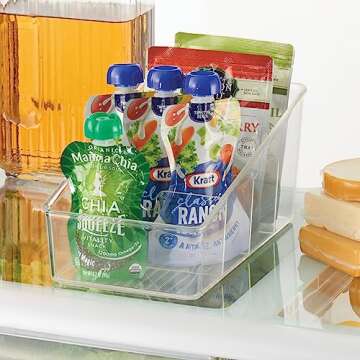 mDesign Plastic Food Packet Organizer Bin - Storage Station for Kitchen, Pantry - Holder for Spice Pouch, Dressing Mix, Sauce, Hot Chocolate, Tea, Sugar Packets, Ligne Collection, 2 Pack, Clear