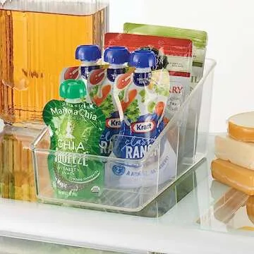 mDesign Plastic Food Packet Organizer Bin - Storage Station for Kitchen, Pantry - Holder for Spice Pouch, Dressing Mix, Sauce, Hot Chocolate, Tea, Sugar Packets, Ligne Collection, 2 Pack, Clear