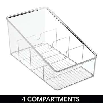 mDesign Plastic Food Packet Organizer Bin - Storage Station for Kitchen, Pantry - Holder for Spice Pouch, Dressing Mix, Sauce, Hot Chocolate, Tea, Sugar Packets, Ligne Collection, 2 Pack, Clear