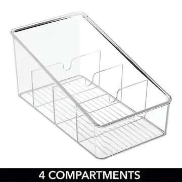 mDesign Plastic Food Packet Organizer Bin - Storage Station for Kitchen, Pantry - Holder for Spice Pouch, Dressing Mix, Sauce, Hot Chocolate, Tea, Sugar Packets, Ligne Collection, 2 Pack, Clear