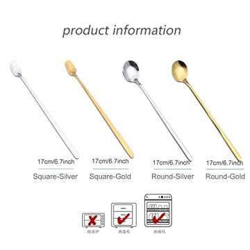 Stainless Steel Coffee Spoons – Elegant 6.7 Inch Cocktail Stirring Spoons