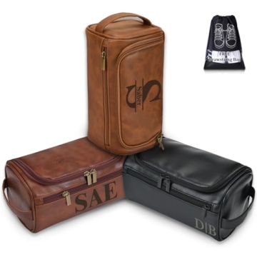 Custom Engraved Leather Toiletry Bag for Men - Personalized Gift