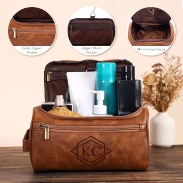 Personalized Leather Toiletry Bag for Men