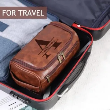 Personalized Leather Toiletry Bag for Men