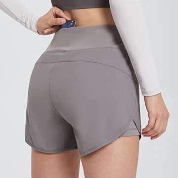 BALEAF Athletic Running Shorts for Women with Pockets 2 in 1 Lightweight Flowy Workout Active Yoga S...
