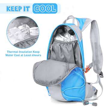 Hydration Pack for Kids Hydration Water Backpack with 1.5L Hydration Bladder Lightweight Insulated Water Pack for Festivals Raves Hiking Biking Climbing Running (Blue, One Size)