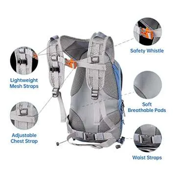 Hydration Pack for Kids Hydration Water Backpack with 1.5L Hydration Bladder Lightweight Insulated Water Pack for Festivals Raves Hiking Biking Climbing Running (Blue, One Size)