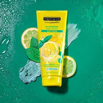 Freeman Oil Absorbing Mint & Lemon Clay Mask, Facial Mask, Skincare, 6 fl oz tube/175 mL