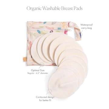 Kindred Bravely Hands Free Busty Pumping Bra (Beige, X-Large-Busty) & Organic Washable Breast Pads Bundle