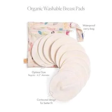 Kindred Bravely Hands Free Busty Pumping Bra (Beige, X-Large-Busty) & Organic Washable Breast Pads Bundle