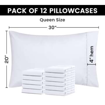 Utopia Bedding Queen Pillow Cases - Pack of 12 - Envelope Closure - Soft Brushed Microfiber Fabric - Shrinkage and Fade Resistant Pillow Covers Queen Size 20 X 30 Inches (White)