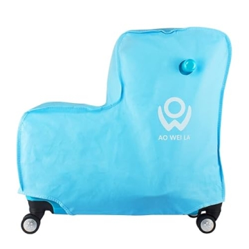 N-A AO WEI LA OW Duffel Bag for Kids Ride-On Suitcase Carry-On Luggage with Wheels (Blue, 20 Inch（suggest 1-6 years old)