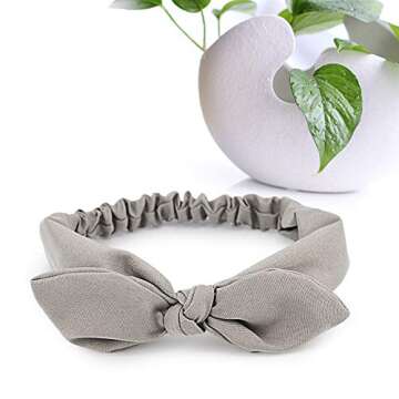 Hogoo 6 Pcs Bow Headbands for Women Cute Headband Vintage Solid Color Stretchy Hair Bands Fashion Turban Fabric Headwrap Hair Accessories for Women Girls