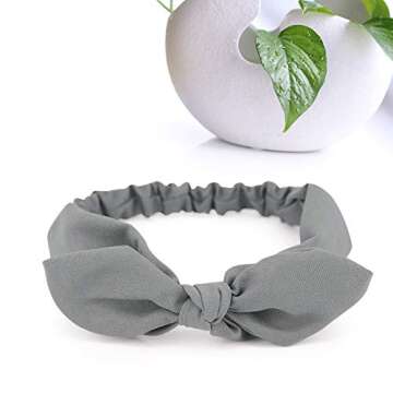 Hogoo 6 Pcs Bow Headbands for Women Cute Headband Vintage Solid Color Stretchy Hair Bands Fashion Turban Fabric Headwrap Hair Accessories for Women Girls