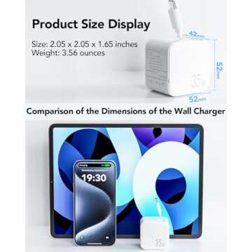 Retractable Wall Charger,35W PD Fast USB C Charger Block with Retractable Type-C Cable,Portable Charger Fast Charging Adapter with Foldable Plug for iPhone 16/15,iPad Pro 13,12.9,11 inch,Galaxy,Pixel