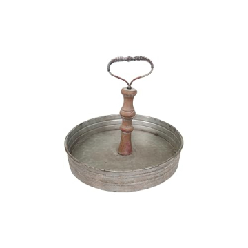 Creative Co-Op Distressed Tin Tray with Handle for Home Decor