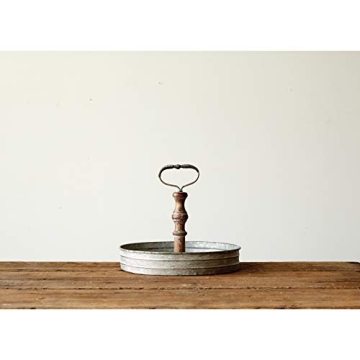 Creative Co-Op Distressed Tin Tray with Handle for Home Decor