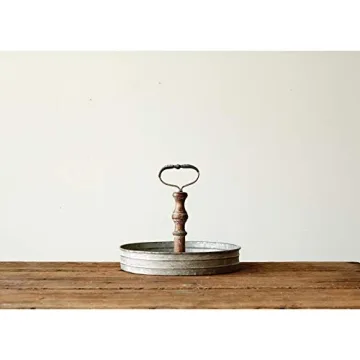 Creative Co-Op Distressed Tin Tray with Handle for Home Decor