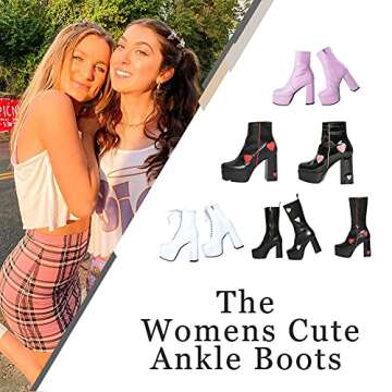 AOSPHIRAYLIAN Womens Ankle Boots Side Zipper Chunky High Heel Go Go Platform Boots