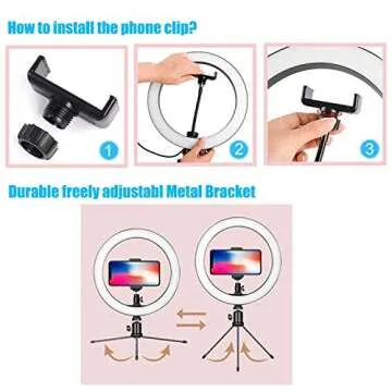 10”Ring Light CUMIZON LED Dimmable Desktop Lamp Selfie Ring Light with Tripod Stand & Cell Phone Holder for YouTube Video,Led Camera Ringlight for Live Stream,Makeup