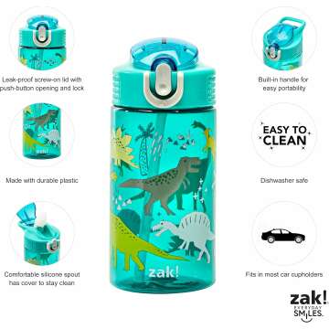 Kids Dinosaur Water Bottle - Durable & Leak-Proof 16oz