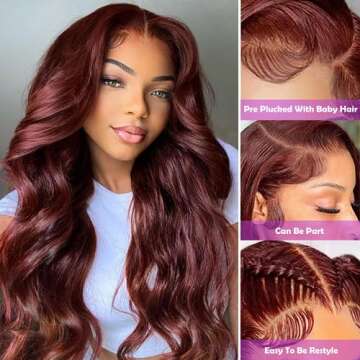 Luxury 13x4 Body Wave Lace Front Wigs - 180% Density - Reddish Brown