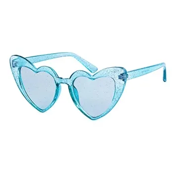 GIFIORE Heart Shaped Sunglasses for Women,Vintage Cat Eye Retro Oversized Clouts Glasses (Blue Glitt...