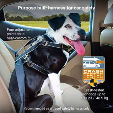 Kurgo Car Safety Dog Harness, Crash Tested Harness for Dogs, Integrated Dog seat Belt Tether Loop, P...