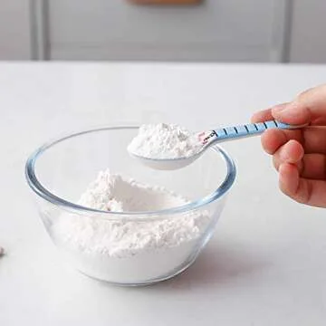 Ceramic Measuring Spoons Set of 4 for Cooking and Baking Dry and Liquid Ingredients Blue+Red