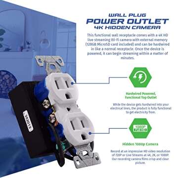 Hidden 4K Wall Plug Camera for Home Security