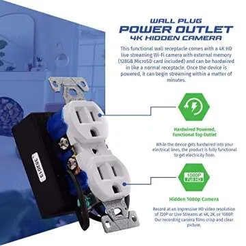 Hidden 4K Wall Plug Camera for Home Security