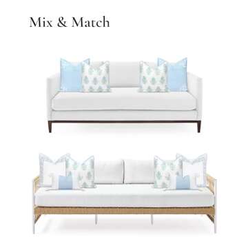 Hofdeco Premium Coastal Patio Indoor Outdoor Throw Pillow Cover Only, 18"x18" Water Repellent for Backyard, Couch, Baby Blue Green Floral with Piping