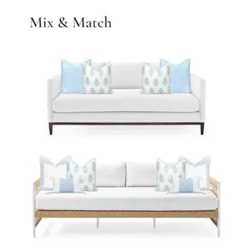 Hofdeco Premium Coastal Patio Indoor Outdoor Throw Pillow Cover Only, 18"x18" Water Repellent for Backyard, Couch, Baby Blue Green Floral with Piping