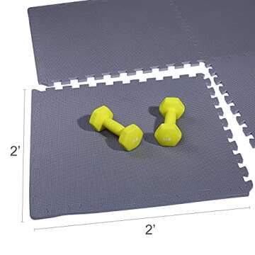 BalanceFrom Puzzle Exercise Mat with EVA Foam Interlocking Tiles for MMA, Exercise, Gymnastics and Home Gym Protective Flooring, 1/2" Thick, 24 Square Feet, Gray