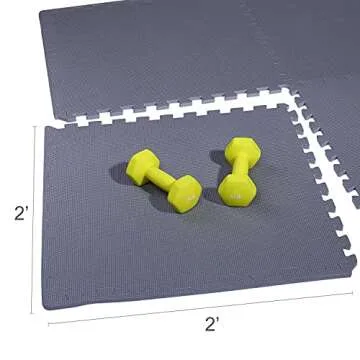BalanceFrom Puzzle Exercise Mat with EVA Foam Interlocking Tiles for MMA, Exercise, Gymnastics and Home Gym Protective Flooring, 1/2" Thick, 24 Square Feet, Gray